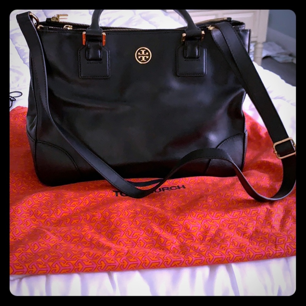 Tory Burch black Robinson tote
